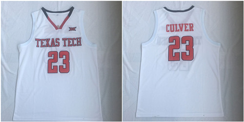 Texas Tech Red Raiders 23 Jarrett Culver White College Basketball Jersey