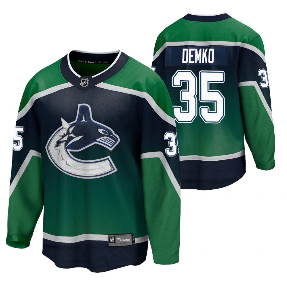 Thatcher Demko Canucks 2021 Special Edition Green Jersey