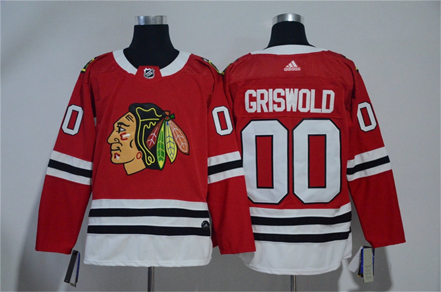 The National Lampoon's Vacation film #00 Clark Griswold Adidas Red Chicago Blackhawks Movie Stitched