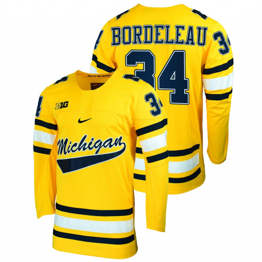 Thomas Bordeleau College Hockey Michigan Wolverines Maize Jersey
