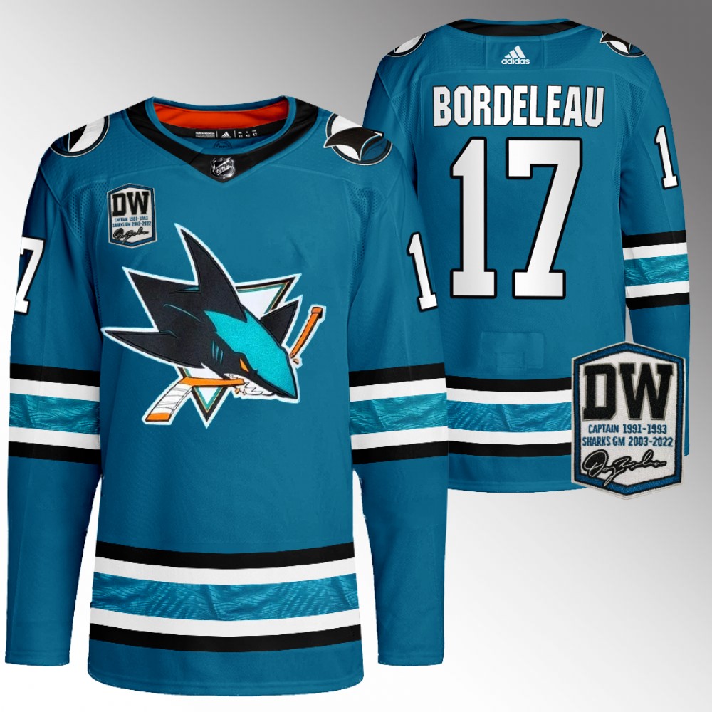 Thomas Bordeleau San Jose Sharks Wilson 24 patch Primegreen Teal Jersey