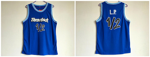 Throwback L.P. 12 Blue Stitched Basketball Jersey