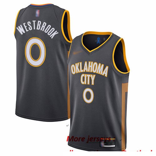 Thunder #0 Russell Westbrook Charcoal Basketball Swingman City Edition 2019 20 Jersey