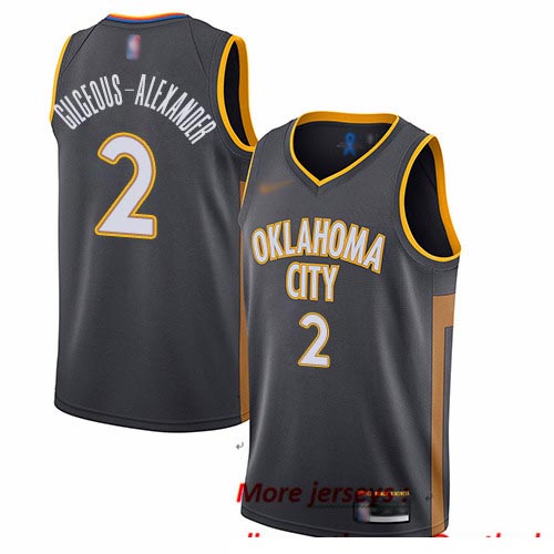 Thunder #2 Shai Gilgeous-Alexander Charcoal Basketball Swingman City Edition 2019 20 Jersey