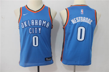 Thunder 0 Russell Westbrook Blue Nike Youth Swingman Jersey