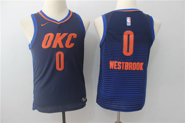 Thunder 0 Russell Westbrook Navy Youth Nike Swingman Jersey