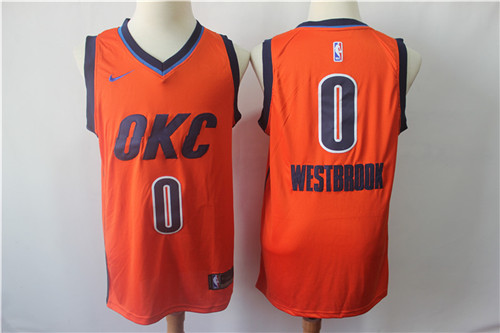 Thunder 0 Russell Westbrook Orange 2018-19 Earned Edition Nike Swingman Jersey
