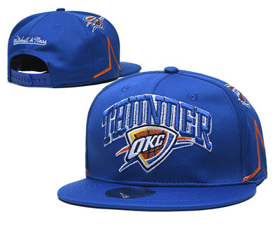 Thunder Team Logo Blue Mitchell & Ness Adjustable Hat TX