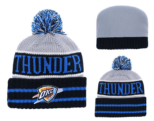 Thunder Team Logo Blue Pom Knit Hat YD