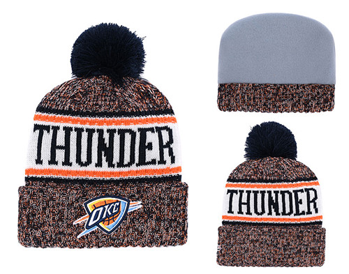 Thunder Team Logo Cuffed Knit Hat With Pom YD