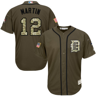 Tigers #12 Leonys Martin Green Salute to Service Stitched Baseball Jersey