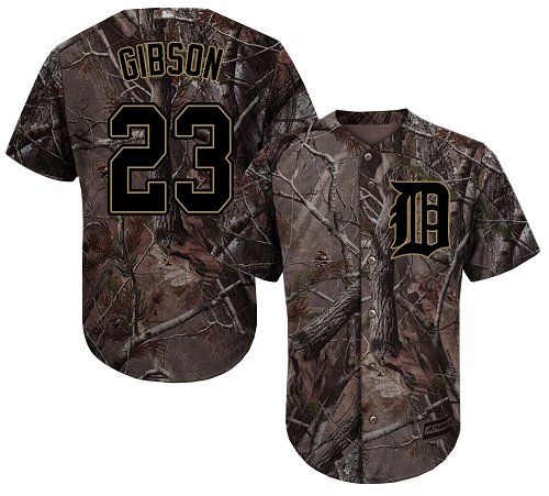 Tigers #23 Kirk Gibson Camo Realtree Collection Cool Base Stitched Baseball Jersey