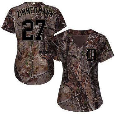 Tigers #27 Jordan Zimmermann Camo Realtree Collection Cool Base Women's Stitched Baseball Jersey