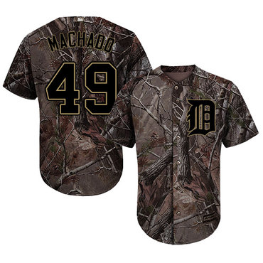 Tigers #49 Dixon Machado Camo Realtree Collection Cool Base Stitched Baseball Jersey