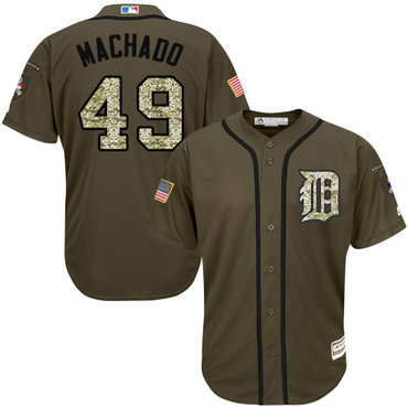 Tigers #49 Dixon Machado Green Salute to Service Stitched Baseball Jersey