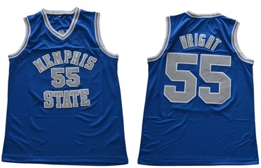 Tigers #55 Lorenzen Wright Blue Basketball Stitched NCAA Jersey