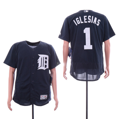 Tigers 1 Jose Iglesias Navy Flexbase Jersey