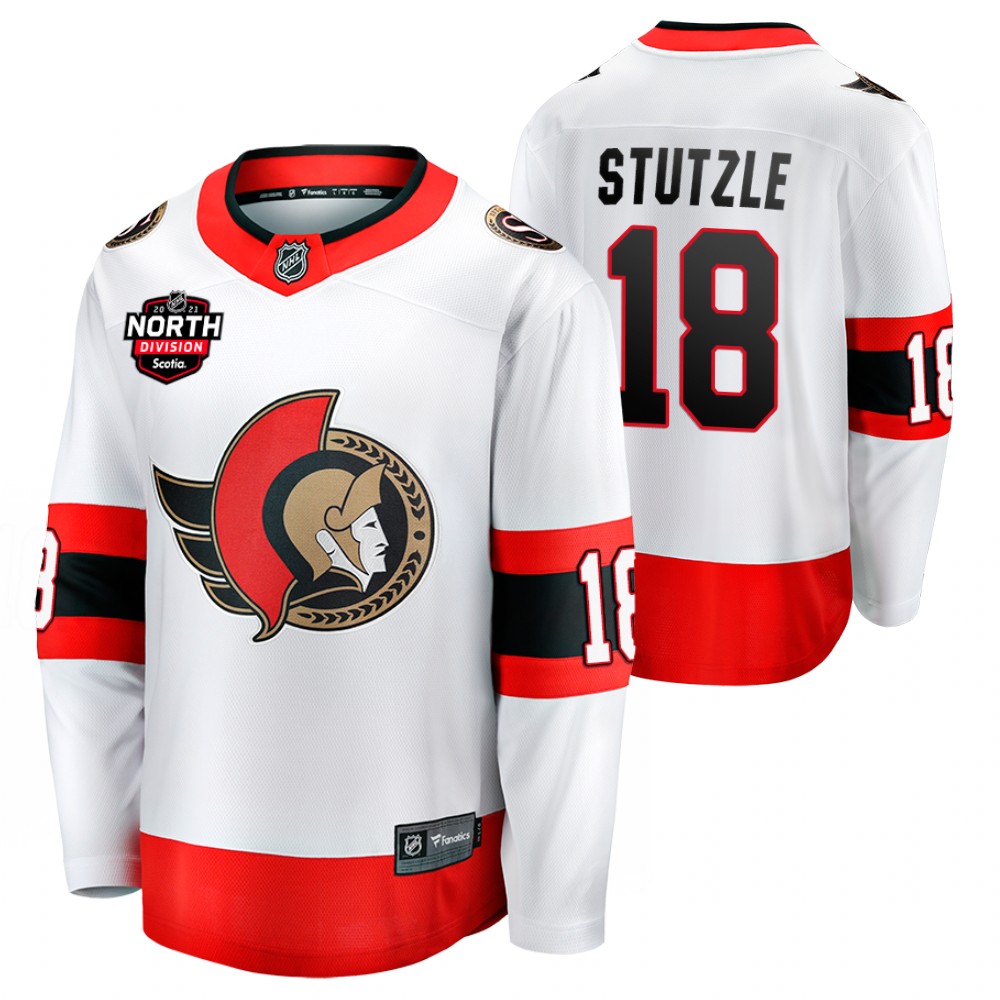 Tim Stutzle Senators 2021 North Division Patch Jersey White Away