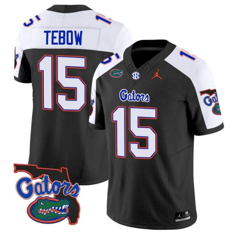 Tim Tebow Jersey #15 Florida Gators Vapor Limited Florida Map College Football Black Alternate