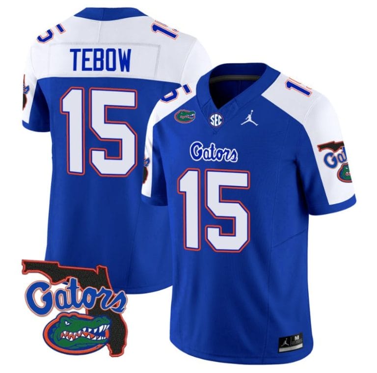 Tim Tebow Jersey #15 Florida Gators Vapor Limited Florida Map College Football Royal Alternate