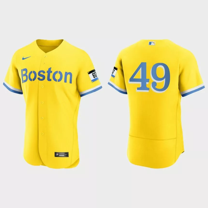 Tim Wakefield Boston Red Sox 2021 City Connect Authentic Jersey – Gold Light Blue