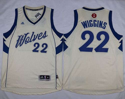 Timberwolves #22 Andrew Wiggins Cream 2015-2016 Christmas Stitched NBA Jersey
