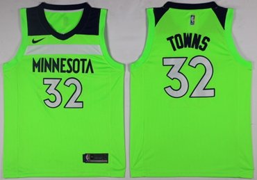 Timberwolves #32 Karl-Anthony Towns Green NBA Swingman Nike Jersey
