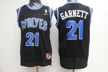Timberwolves 21 Kevin Garnett Black Nike Jersey