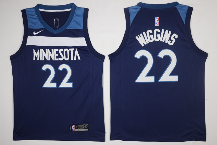 Timberwolves 22 Andrew Wiggins Navy Nike Jersey