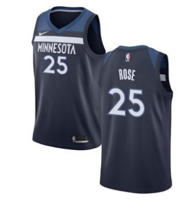 Timberwolves 25 Derrick Rose Navy Nike Swingman Jersey