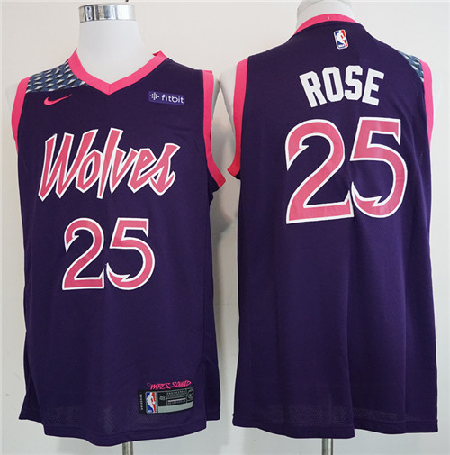 Timberwolves 25 Derrick Rose Purple 2018-19 City Edition Nike Swingman Jersey