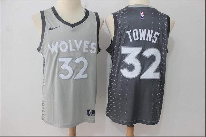 Timberwolves 32 Karl-Anthony Towns Gray City Edition Nike Swingman Jersey