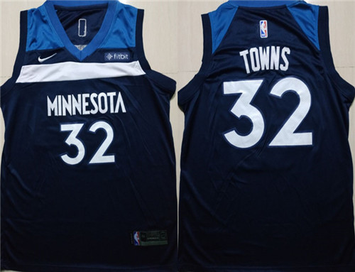 Timberwolves 32 Karl-Anthony Towns Navy Nike Swingman Jersey