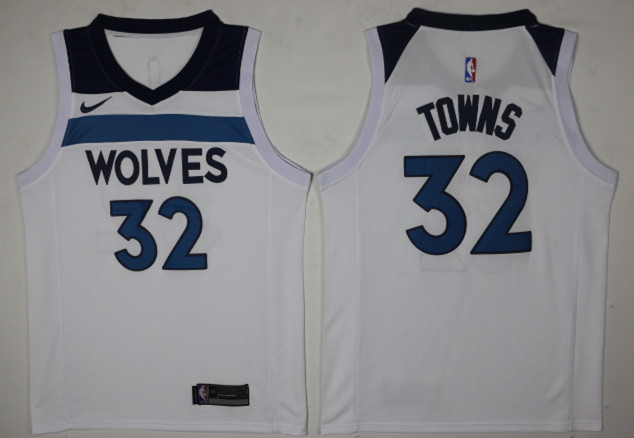 Timberwolves 32 Karl-Anthony Towns White Nike Jersey