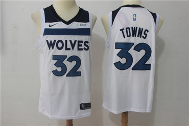 Timberwolves 32 Karl-Anthony Towns White Nike Swingman Jersey