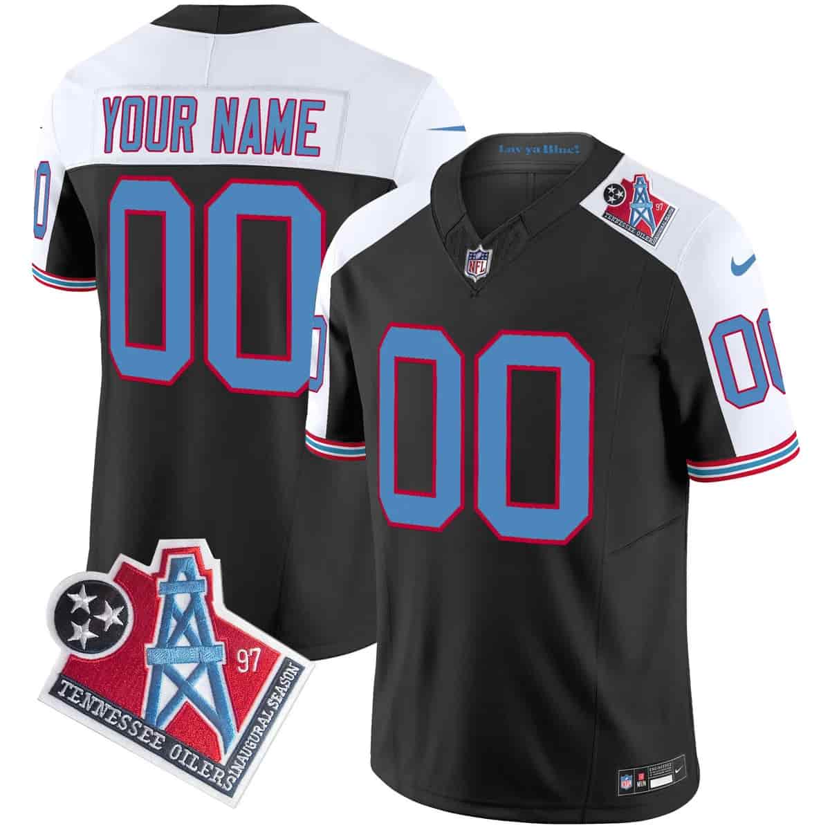 Titans 1997 Throwback Vapor Limited Custom Jersey - All Stitched Black Alternate