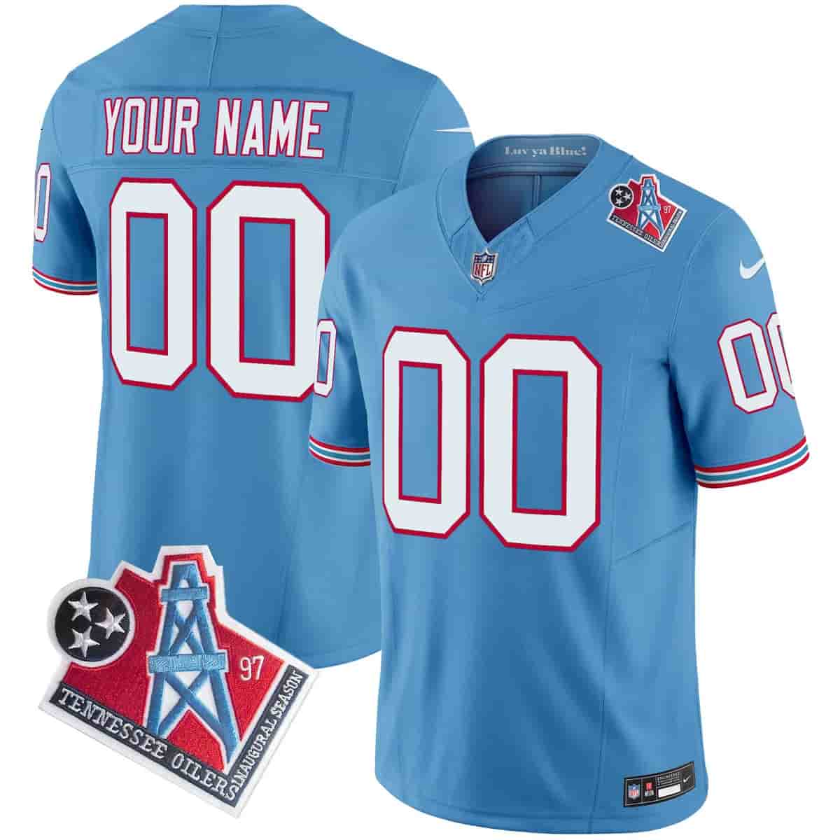 Titans 1997 Throwback Vapor Limited Custom Jersey - All Stitched Light Blue