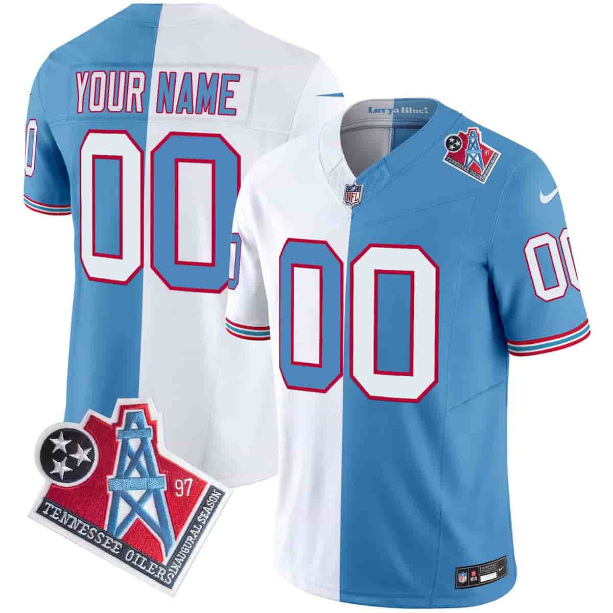 Titans 1997 Throwback Vapor Limited Custom Jersey - All Stitched Split