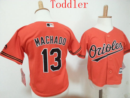 Toddler Baltimore Orioles #13 Manny Machado Alternate Orange 2015 MLB Cool Base Jerseys