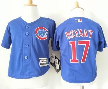 Toddler Chicago Cubs #17 Kris Bryant Blue Cool Base Stitched Baseball Jersey