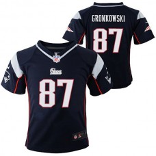 Toddler New England Patriots #87 Rob Gronkowski Navy Blue Game Jersey