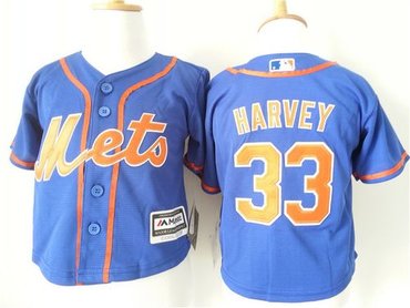 Toddler New York Mets #33 Matt Harvey Blue Alternate Home Cool Base Stitched Baseball Jersey