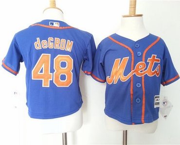 Toddler New York Mets #48 Jacob DeGrom Blue Alternate Home Cool Base Stitched Baseball Jersey