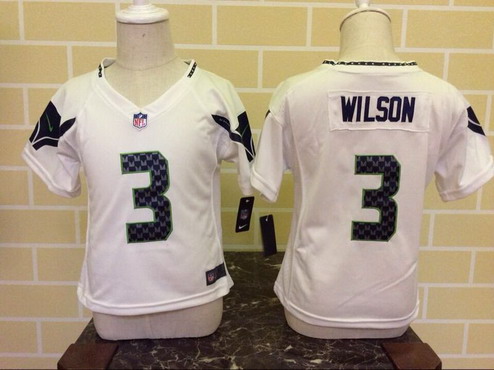 Toddler Seattle Seahawks #3 Russell Wilson White Road NFL Nike Jersey
