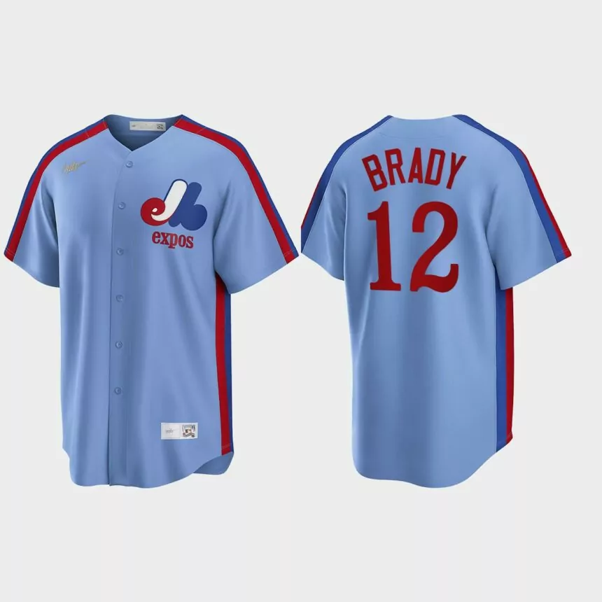 Tom Brady Montreal Expos Replica Baseball Jersey – Light Blue