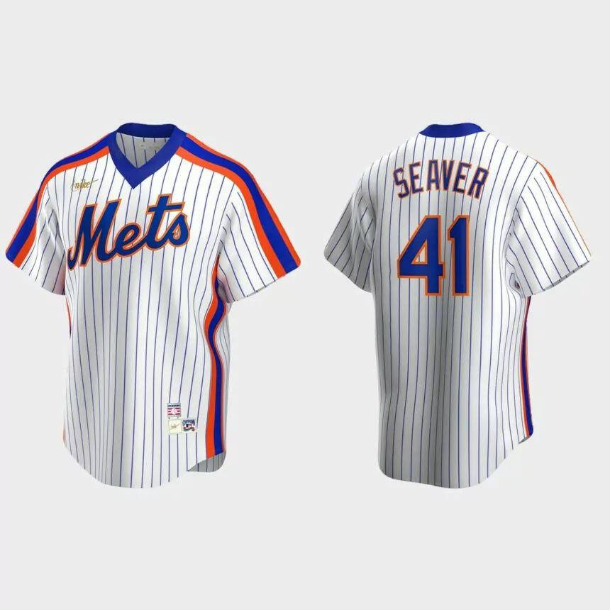 Tom Seaver New York Mets Cooperstown Collection Home hall of fame Jersey – White