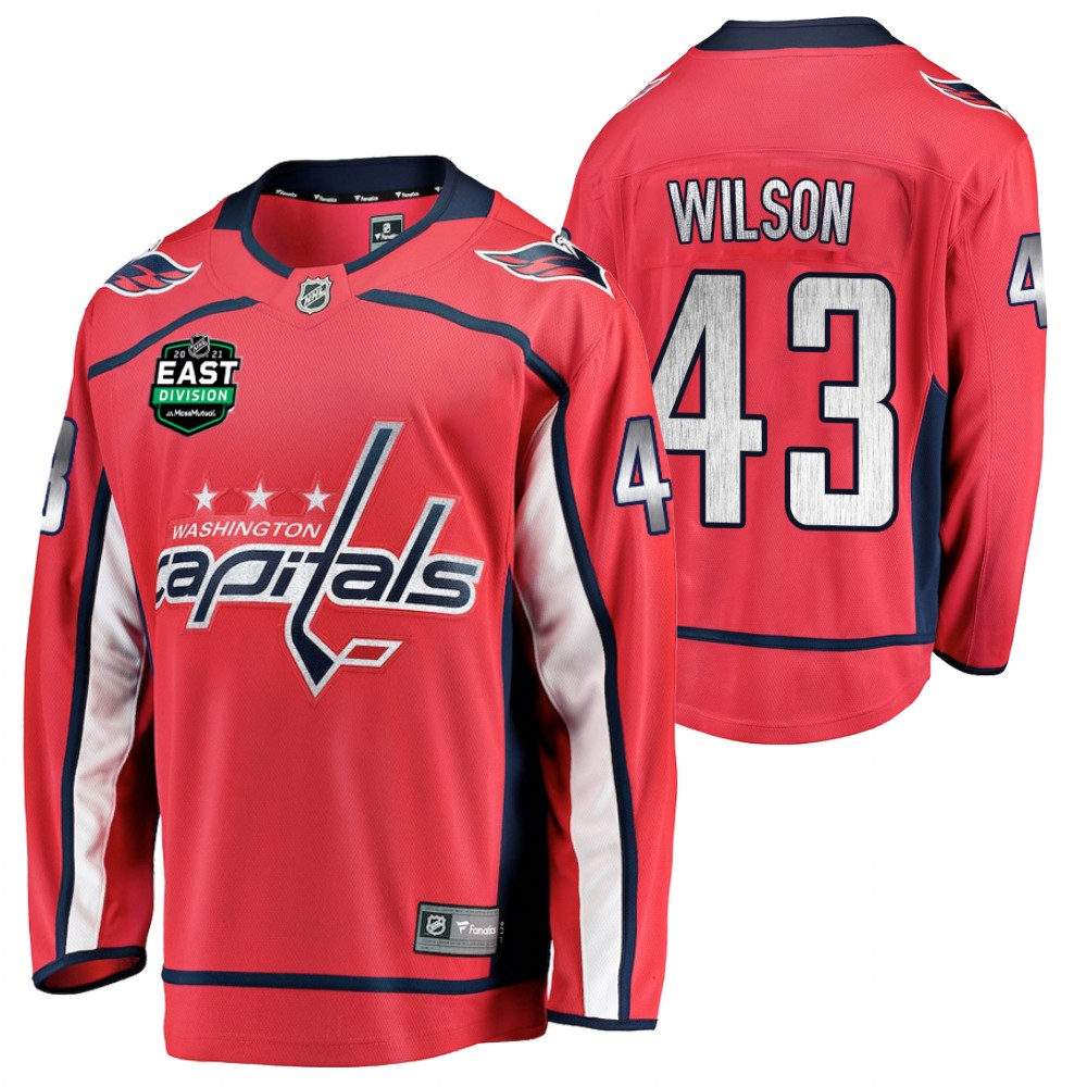 Tom Wilson Capitals 2021 East Division Patch Jersey Red Home