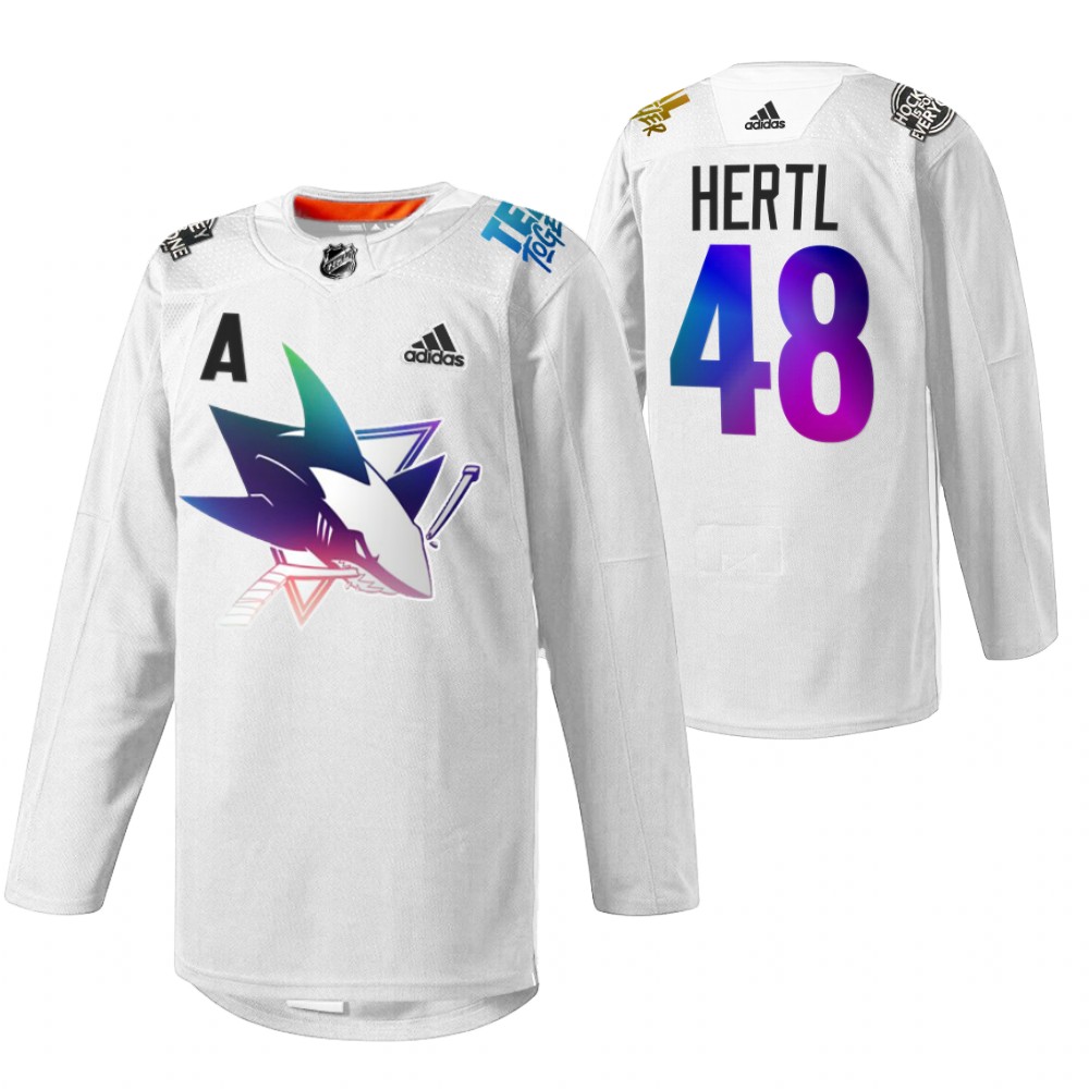 Tomas Hertl Sharks Pride Night 2022 Jersey White HockeyIsForEveryone