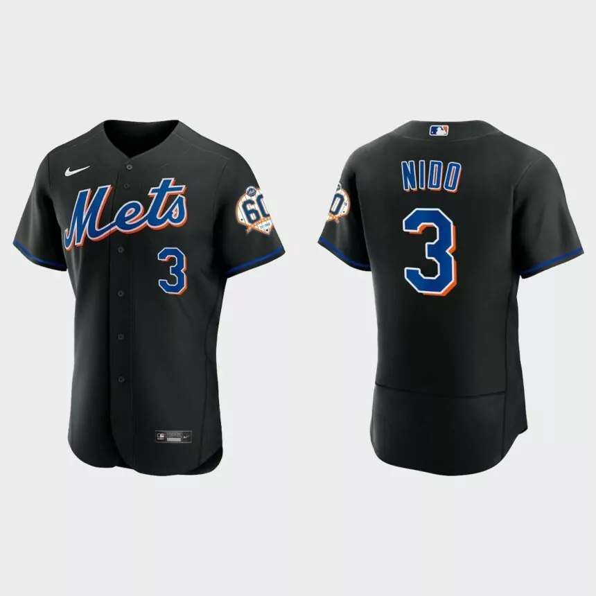 Tomas Nido New York Mets 60th Anniversary Alternate Authentic Jersey – Black