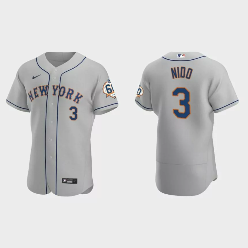 Tomas Nido New York Mets 60th Anniversary Road Authentic Jersey – Gray